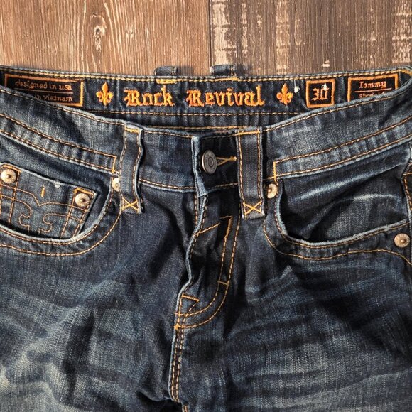 Men's Rock Revival Tommy Straight Leg Blue Jeans Size 30 - Picture 3 of 13